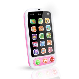 QINGBAO Baby Phone, Baby Cell Phone Toy with Lights & Music, 12 Months Early Learning Educational Toys, Sensory Toys for Toddlers 1 2 3 4 Year Old Kids Boys and Girls Gifts (Pink)
