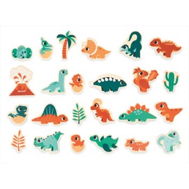 Janod, Dinosaur Janod-24 Magnetic Dinosaurs Toy Made of FSC Wood Magnetic Educational Game Accessories for Magnetic Board Dino Game from 24 Months, J05839, Multicoloured, M