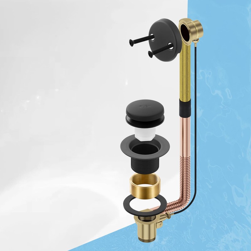 Matte Black Bathtub Drain Tip-Toe Tub Trim Set with Two-Hole