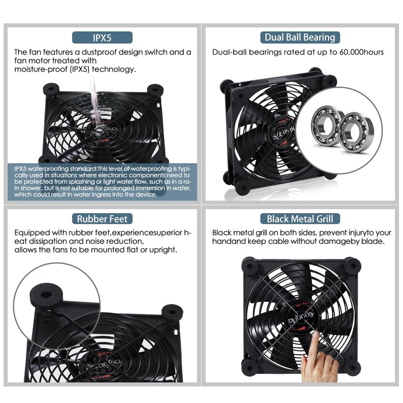 xiaoqijia Quiet 140mm Fan with 10 Speed USB 5V Fan