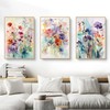 Herfair Living Room Pictures, Set of 3, Colourful Flowers Posters,