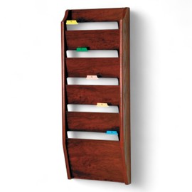 Wooden Mallet 5-Pocket File Holder, Letter Size, Mahogany
