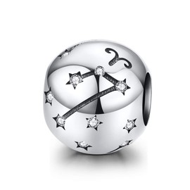 La Menars Zodiac Star Sign 925 Sterling Silver Bead Charm Fits European Charm Bracelets & Necklaces