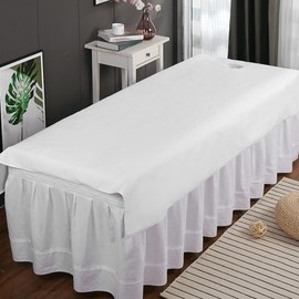 Sheets for Treatment Bed with Opening for Face Cut-Out, 2 Pieces 200 x 75 cm / 78.7 x 29.5 Inch Massage Table Sheets for Beauty Salon, Massage, Cosmetic Salon, Spa, Massage Table, Bed (White)