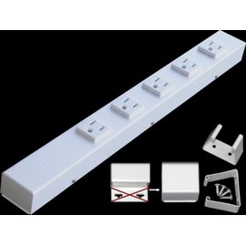 16” Hardwired Power Strip (NO Power Cord), 5 Vertical Outlets (NOT Tamper Resistant), NO Ears (Without mounting tabs on Both Ends), 15A (NOT a 20 Amp Unit), White