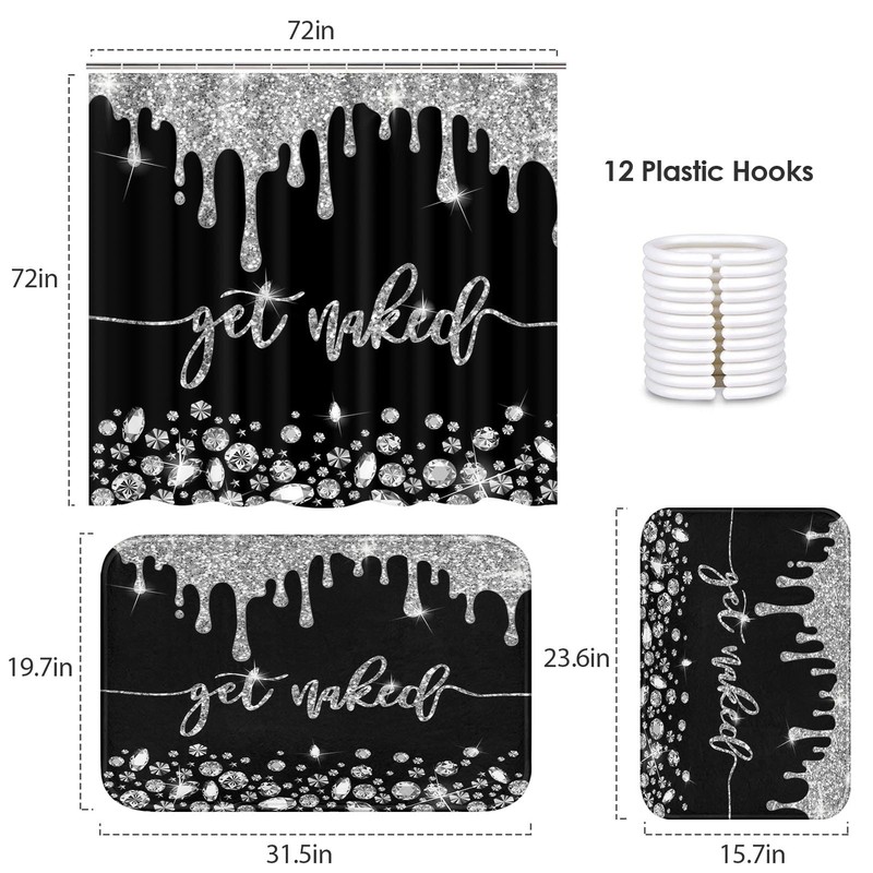 ArtSocket Silver Get Naked Bathroom Set with Shower Curtain and