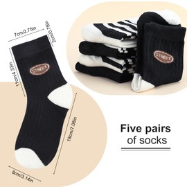 Zuimei 5 Pairs Women's Retro Calf Socks UK 4-7 Multipack Breathable Wicking Funky Ladies Crew Socks for Walking, Hiking, Outdoor Sports, Leisure and Parties