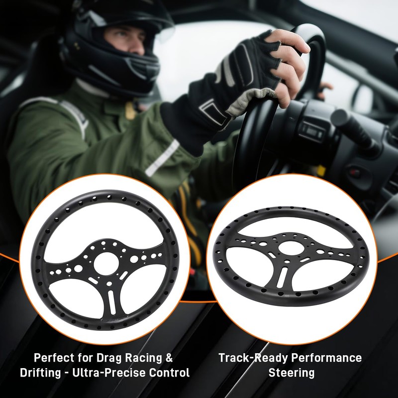 Lightweight Aluminum Alloy 13.5" Racing Steering Wheel - Only 1.57lbs,