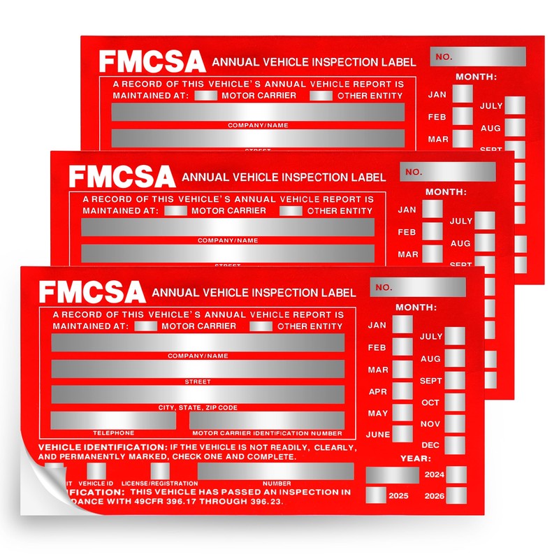 25Pack Inspection Forms and Stickers，Annual Vehicle Inspection Report，Annual Inspection Sticker，3-Ply