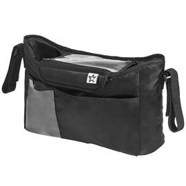 Tiny Twinkle Universal Stroller Organizer with Shoulder Strap, Fits for Stroller like Uppababy, Baby Jogger, Britax, BOB, Umbrella and Pet Stroller（Black）