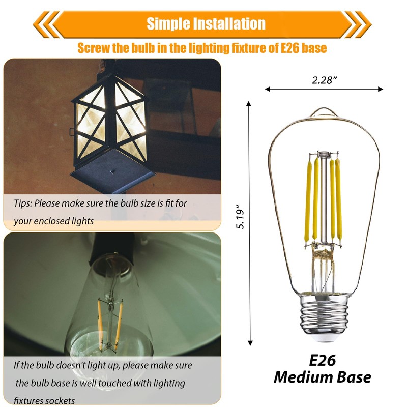winsaLED 40 Watt Light Bulbs, E26 Bulb, 4000K Cool White