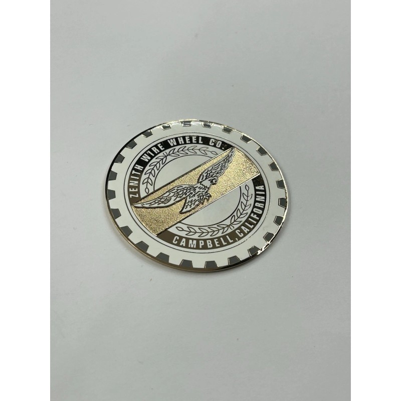 Zenith White on Gold Lowrider Wire Wheel Metal Chip Emblems