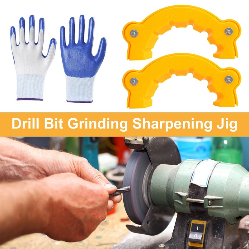 Drill Bit Sharpener, 2pcs Drill Bit Grinding Attachment with Gloves,