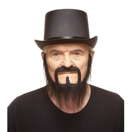 Mustaches Self Adhesive, Novelty, Long Squatter Fake Beard, False Facial Hair, Costume Accessory for Adults, Black Color