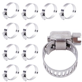 LUXERAD Pack of 10 Hose Clamps Width 8 mm Adjustable Range 13-19 mm (0.51-0.75 Inch) German Style Clamp Pipe Clamps 304 Stainless Steel Band for Hose Pipe