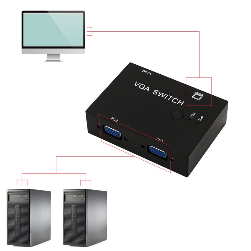 VGA Switcher 2 Input +1 Output MultiComputer Host Converter 2