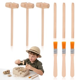 JOINPAYA Dinosaur Digging Tools Kit with Wooden Hammer Chisel Brush for Kids Stem Educational Excavation Toy Gemstone Dig Kit Learning Set