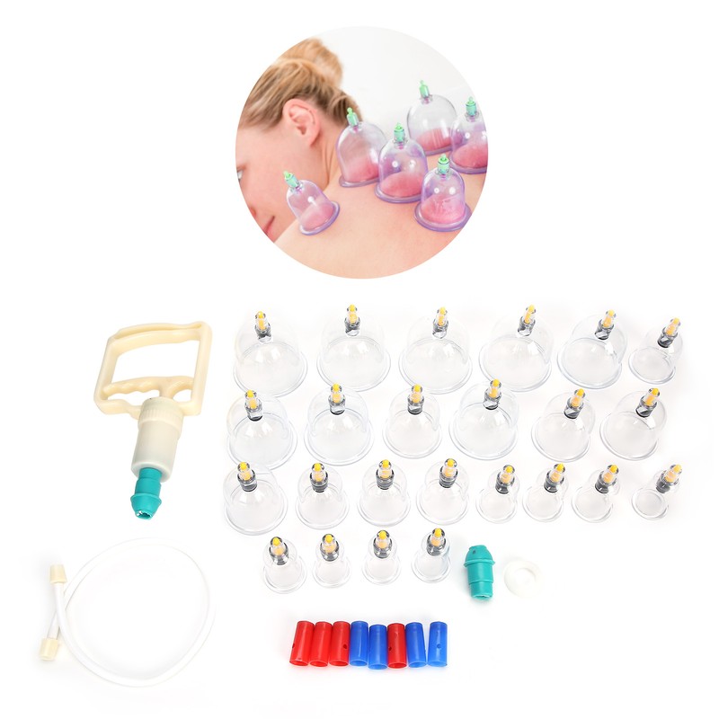 24pcs Professional Magnetic Therapy Vacuum Suction Cupping Set Body Treatment