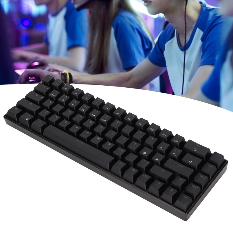 Keyboard 68 Key White Light Three Mode Black Mechanical Keyboard