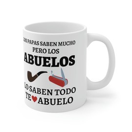 Taza Divertida Para Cafe Con Frase Los abuelos lo saben todo con un diseño divertido y lleno de amor para esos abuelitos especiales en tu vida. Regalo Para Abuelitos, Regalo Para Papa, Regalo Para Abuelo, Regalo Para Bisabuelo