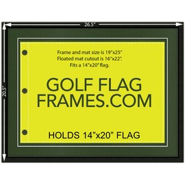 PGA - US OPEN SPECIAL; 19X25 Compact Black Golf Flag Frame, Moulding blk-001, Green Mats (float mount; perfect for 14X20 PGA, US Open, Ryder Cup golf flag; flag not incl)