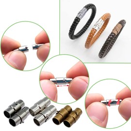 BZUEPRS 30 PCS Magnetic Clasps for Jewelry, Leather Cord End Caps Magnetic Locking Clasps and Closures, Jewelry Making Supplies for Leather Bracelet, Kumihimo (3 MM / 0.12 in)