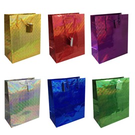 allgala 12-PC 13 x 10 Inch Large Premium Hologram Gift Bags-GP50302-For Everyday Occasions Birthday Baby Wedding Graduation Holiday Gift Packing