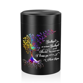 SOITIS Small Urn for Human Ashes Keepsake 2.6 inch Aluminum Urn for Ashes, Keepsake Mini Urn for Human Ashes Memorial Funeral Urn - Black Sharing Urn for Women Men