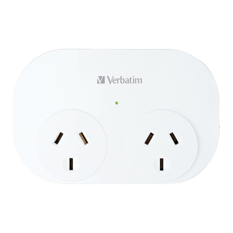 VERBATIM Dual USB Surge Protected with Double Adaptor - White