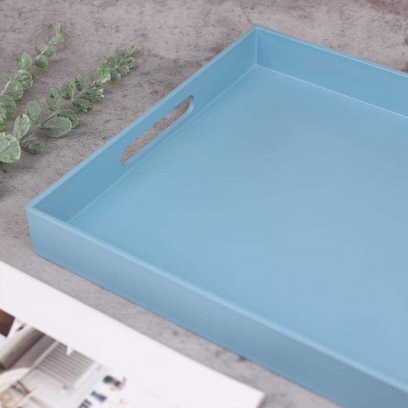 SforGUVA Blue Serving Tray for Coffee Table, Rectangular Plastic Decorative