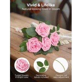 InnoGear Artificial Roses Foam Flowers, 50 Pcs Pink Roses Artificial Flowers Fake Roses for Decoration DIY Wedding Bouquets Centerpieces Bridal Shower Party Valentine's Day Christmas Xmas