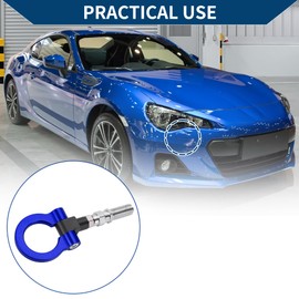 Hihaha Tow Hook/Universal Car Front Bumper Towing Hook/Durable Metal Rotary Tow Hook Ring 19cm 2.5mm 1pcs Blue