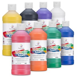 Positive Art Washable Paint for Kids – (8 Colors, 16 oz Each) Made in USA, Non-Toxic Tempera Paint Set – Bulk Classroom Paints for Students, Finger Painting, School Use – 8 Pack