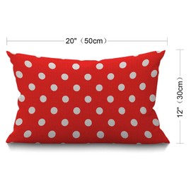 BGBDEIA Red White Polkadot Lumbar Cushion Cover 30 x 50 cm 12x20 Inch Decorative Bedroom Living Room Wave point seamless pattern background Rectanglar Throw Pillow Cover for Bed Sofa Couch