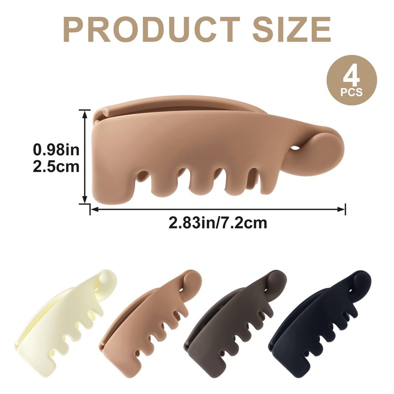 SmallCat 4 Pcs Small Banana Clip, Coffee, White, Khaki and