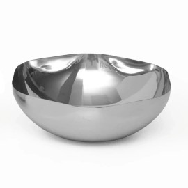 Godinger Auburn Silver Organic Serving Bowl -Shiny Stainless Steel, 12 inch NEW