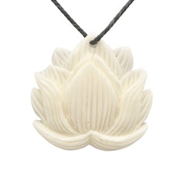 PremiumBead Water Buffalo Bone Lotus Flower Pendant Bead | 25.5x26x4.5mm | White | 10843