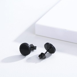 Twoowl Black Stud Earrings 925 Sterling Silver Black Onyx Stud Earrings Black Onyx Jewellery Gifts for Women Men