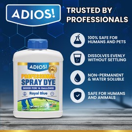 Adios! Professional Blue Spray Dye Marker, (8oz), Makes 16 Gallons of Indicator for Grass and Lawn Care, Safe for Mixing