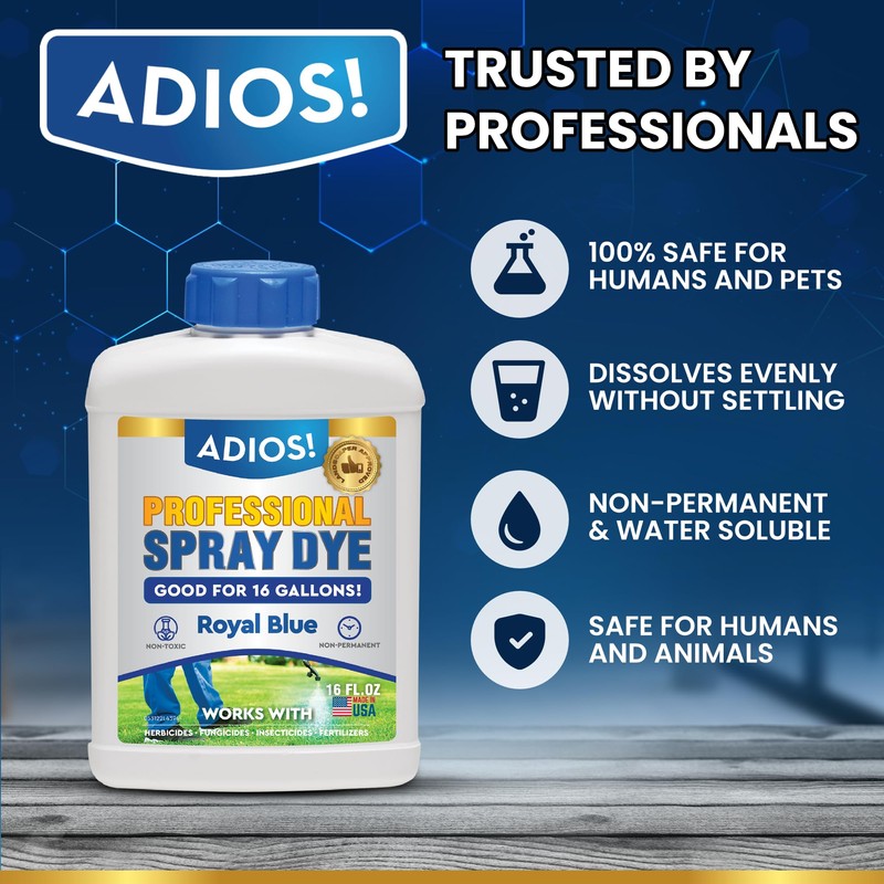 Adios! Professional Blue Spray Dye Marker, (8oz), Makes 16 Gallons
