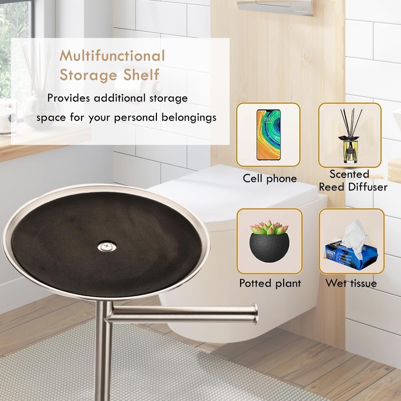 Kalitro Toilet Paper Holder Freestanding with Big Shelf, 4 Rolls