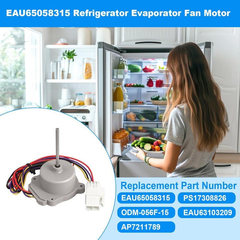 EAU65058315 Refrigerator Evaporator Fan Motor Assembly Compatible with LG Kenmore
