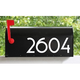 White - Modern Contemporary Mailbox Numbers - 1" Tall - Vinyl Sticker - Art Deco Name Home House Office Address - COPA - Die Cut Decal