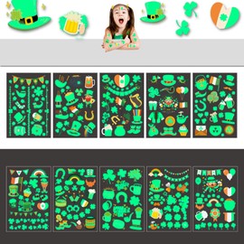 St. Patricks Day Accessories,10 Sheets Glow in the Dark Temporary Tattoos,St. Patricks Day Kids Shamrock Tattoos Stickers for Festivals, Parades, Irish Themed Party Favor Supplies Decorations