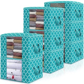 WISELIFE Storage Bags 100L 8-Pack Large Blanket Clothes Organization and Storage Containers for Bedding, Comforters, Foldable Organizer with Reinforced Handle, Clear Window, Sturdy Zippers,Green