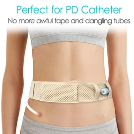 Mesh Breathable PD Belt Peritoneal Dialysis Catheter Accessories Supplies Soft Transfer Set Holder Protector Belts for Stomach Feeding Peg J Tube Women Men Adults Beige