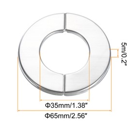 TOP-VIGOR 2 Stück 35 mm Wand-Flansch-Rohrabdeckung, 201 Edelstahl, Rundrohr-Rosettenplatte mit selbstklebender Rückseite für Heizkörper, Wasser und Heizungsrohr, Wandlochdekoration