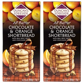 Duncan's of Deeside Chocolate & Orange Shortbread Cookies Pack of 2 – Chocolate & Orange All Butter Shortbread, Butter Cookies