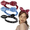 Qianyu 3Pcs Elastic Paisley Bandanas Rabbit Ears Headbands Adjustable Headwraps