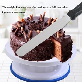 Kitchen Spatulas Set, Silicone and Stainless Steel (Straight, 10-Inch Blade) (8-Inch Blade)